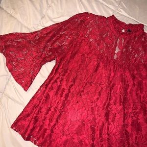 Red Floral Lace Top